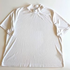 White mock neck ribbed short sleeve